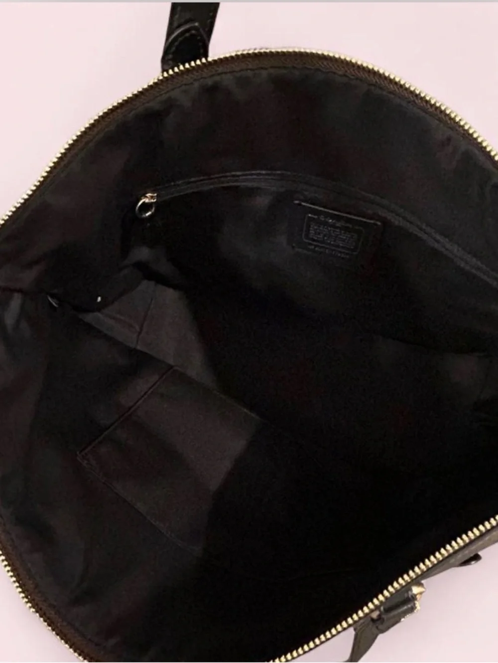 *SOLD* Coach Brown Signature Canvas Tote with Black Leather Straps - Picture 5 of 6